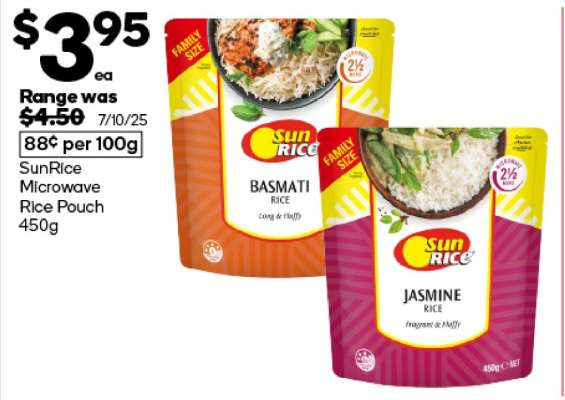 Sunrice Microwave Rice Pouch 450g
