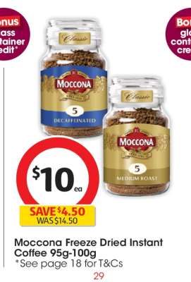 Moccona Freeze Dried Instant Coffee 95g-100g