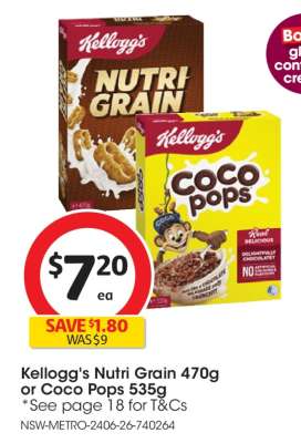 Kellogg's Nutri Grain 470g or Coco Pops 535g