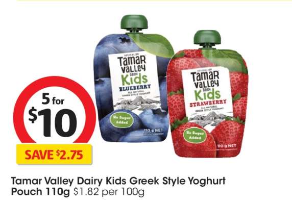 Tamar Valley Dairy Kids Greek Style Yoghurt Pouch 110g