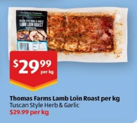 Thomas Farms Lamb Loin Roast per kg