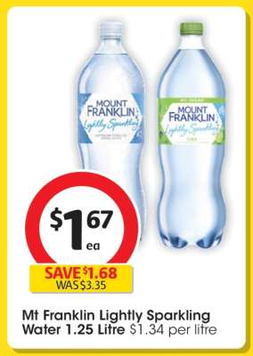 Mt Franklin Lightly Sparkling Water 1.25 Litre