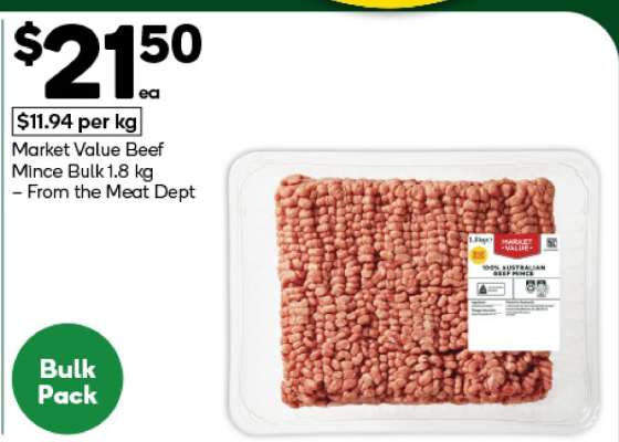 Market Value Beef Mince Bulk 1.8 kg