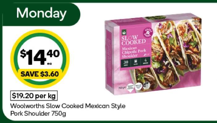 Woolworths Slow Cooked Mexican Style Pork Shoulder 750g