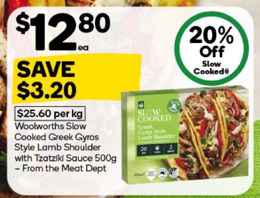 Woolworths Slow Cooked Greek Gyros Style Lamb Shoulder with Tzatziki Sauce 500g