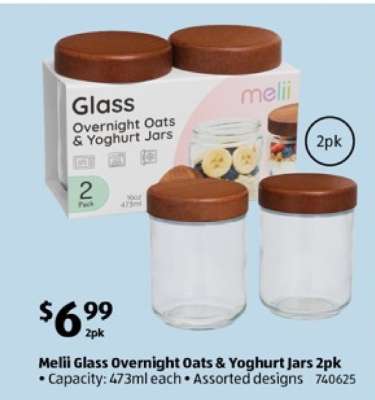 Melii Glass Overnight Oats & Yoghurt Jars 2pk