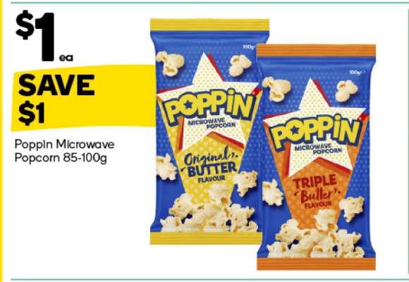 Poppin Microwave Popcorn 85-100g