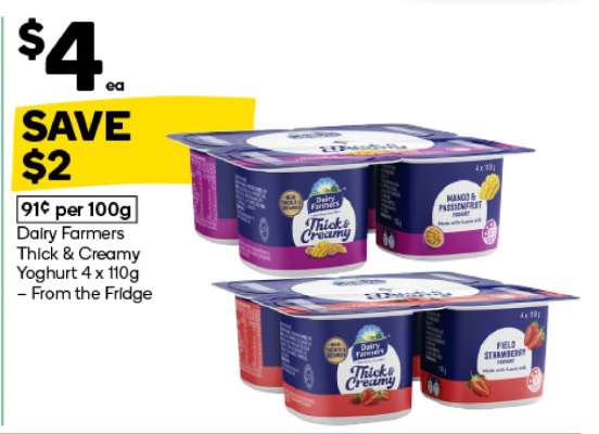 Dairy Farmers Thick & Creamy Yoghurt 4 x 110g
