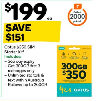 Optus $350 SIM Starter Kit