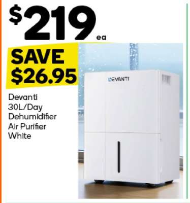 Devanti 30L/Day Dehumidifier Air Purifier White