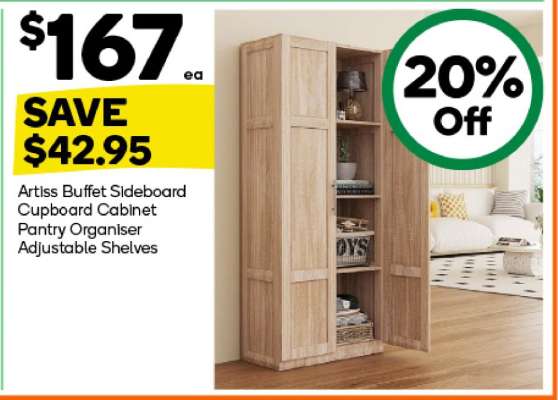 Artiss Buffet Sideboard Cupboard Cabinet Pantry Organiser Adjustable Shelves