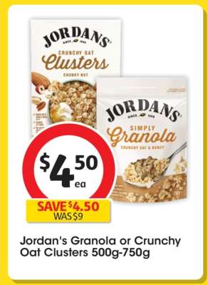 Jordan's Granola or Crunchy Oat Clusters 500g-750g