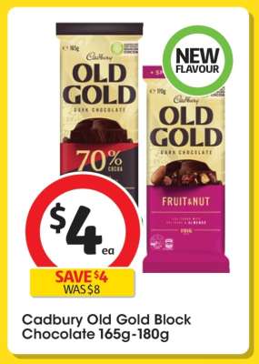 Cadbury Old Gold Block Chocolate 165g-180g