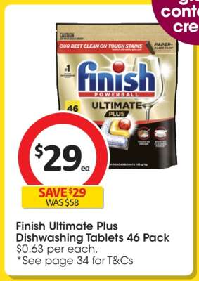 Finish Ultimate Plus Dishwashing Tablets 46 Pack