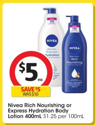 Nivea Rich Nourishing or Express Hydration Body Lotion 400mL