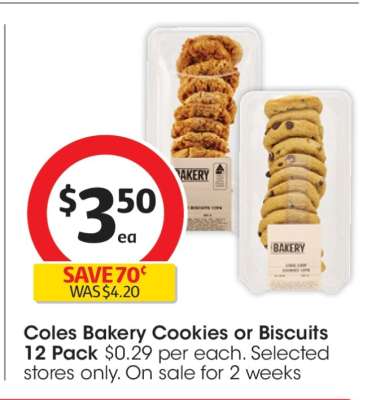 Coles Bakery Cookies or Biscuits 12 Pack
