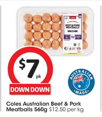 Coles Australian Beef & Pork Meatballs 560g