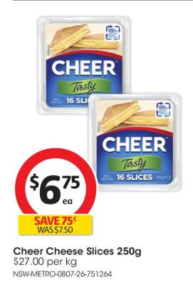 Cheer Cheese Slices 250g