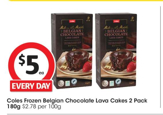 Coles Frozen Belgian Chocolate Lava Cakes 2 Pack