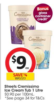 Streets Cremissimo Ice Cream Tub 1 Litre