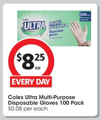 Coles Ultra Multi-Purpose Disposable Gloves 100 Pack