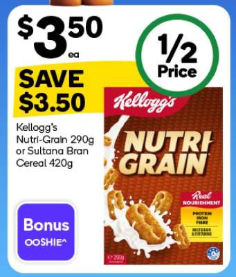 Kellogg's Nutri-Grain 290g or Sultana Bran Cereal 420g
