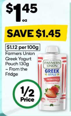 Farmers Union Greek Yogurt Pouch 130g