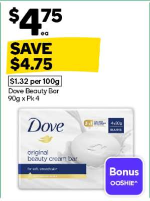 Dove Beauty Bar 90g x Pk 4