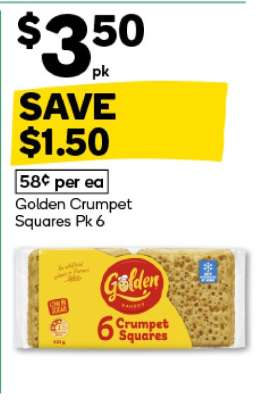 Golden Crumpet Squares Pk 6