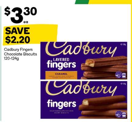Cadbury Fingers Chocolate Biscuits 120-124g