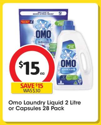 Omo Laundry Liquid 2 Litre or Capsules 28 Pack