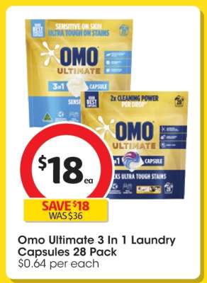 Omo Ultimate 3 in 1 Laundry Capsules 28 Pack