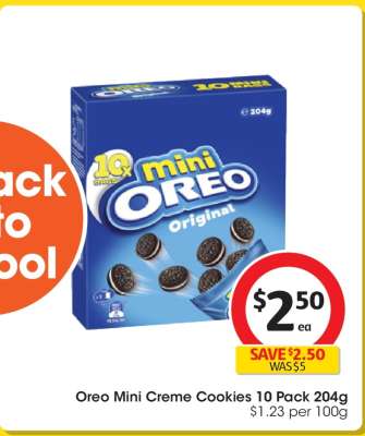 Oreo Mini Creme Cookies 10 Pack 204g