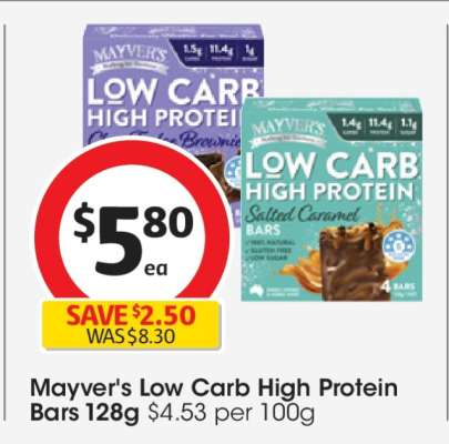 Mayver's Low Carb High Protein Bars 128g