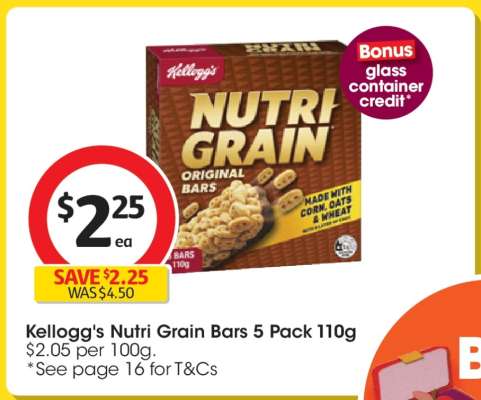 Kellogg's Nutri Grain Bars 5 Pack 110g