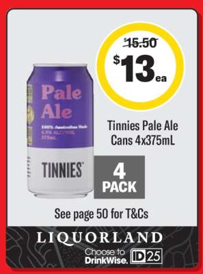 Tinnies Pale Ale Cans 4x375mL