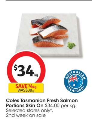 Coles Tasmanian Fresh Salmon Portions Skin On
