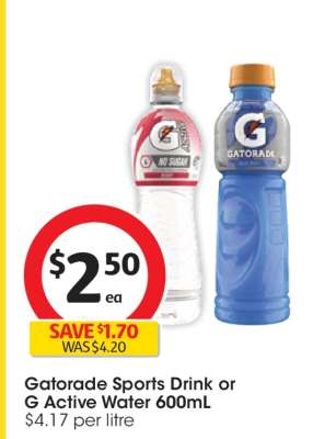 Gatorade Sports Drink or G Active Water 600mL