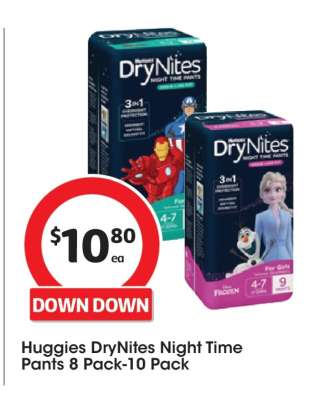 Huggies DryNites Night Time Pants 8 Pack-10 Pack