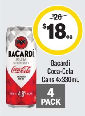 Bacardi Coca-Cola Cans 4x330mL