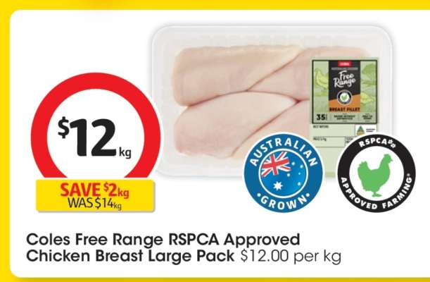 Coles Free Range RSPCA Approved Chicken Breast Large Pack