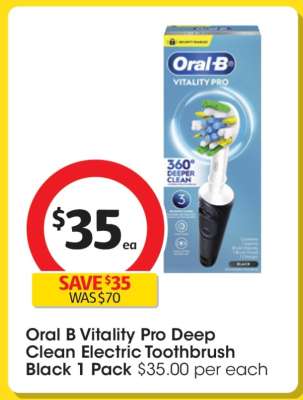 Oral B Vitality Pro Deep Clean Electric Toothbrush Black 1 Pack