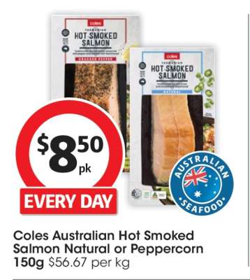Coles Australian Hot Smoked Salmon Natural or Peppercorn