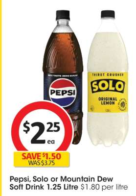 Pepsi, Solo or Mountain Dew Soft Drink