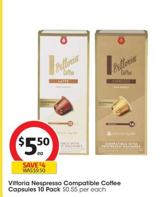 Vittoria Nespresso Compatible Coffee Capsules 10 Pack