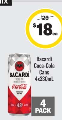 Bacardi Coca-Cola Cans 4x330mL
