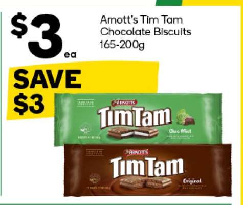 Arnott's Tim Tam Chocolate Biscuits 165-200g