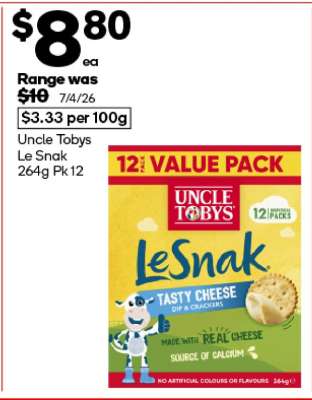 Uncle Tobys Le Snak 264g Pk 12