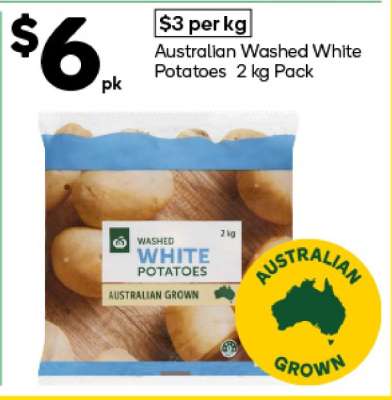 Australian Washed White Potatoes 2 kg Pack