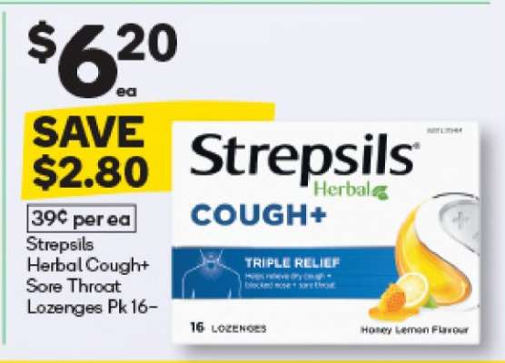 Strepsils Herbal Cough+ Sore Throat Lozenges Pk 16